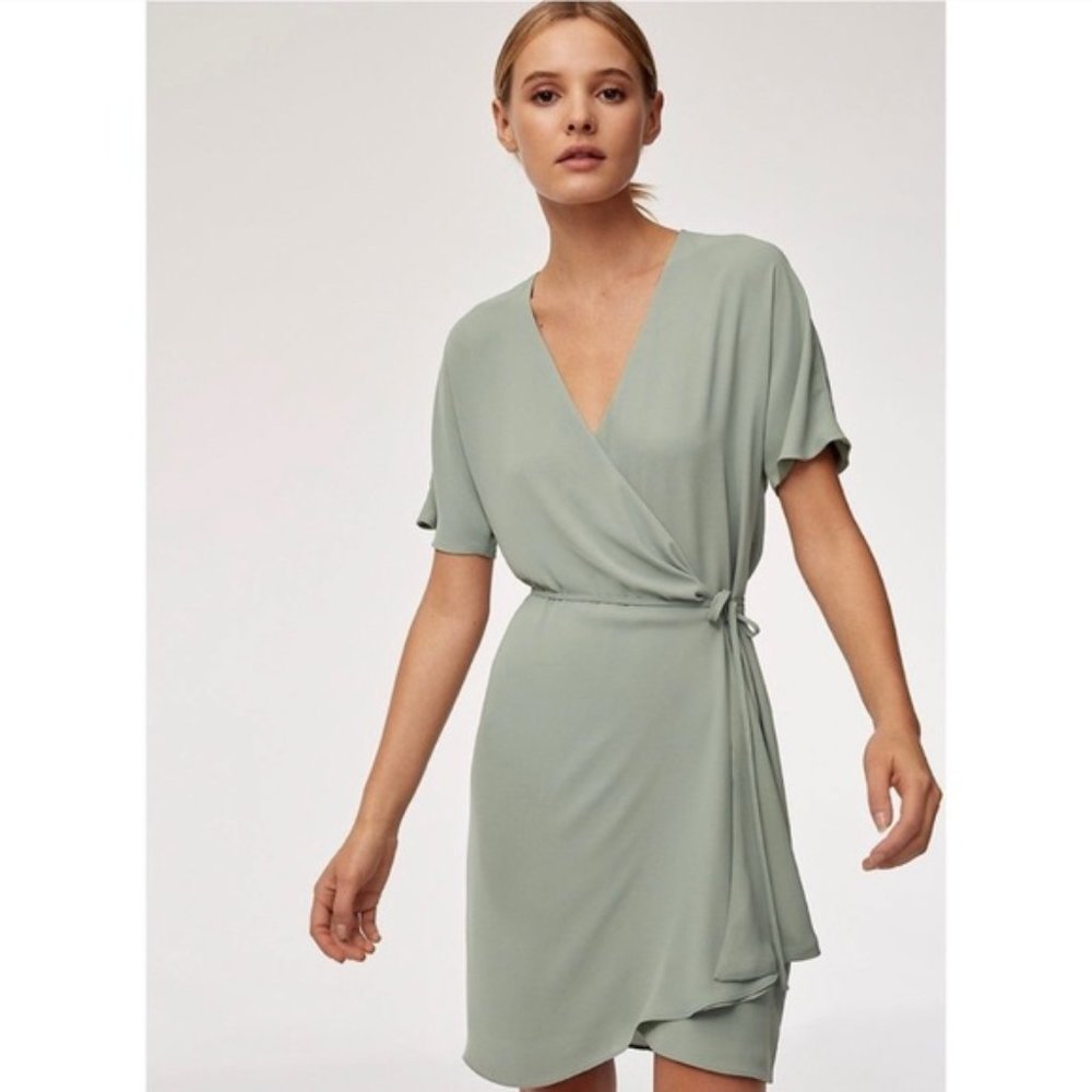 Aritzia Babaton Green Wallace Wrap Dress
